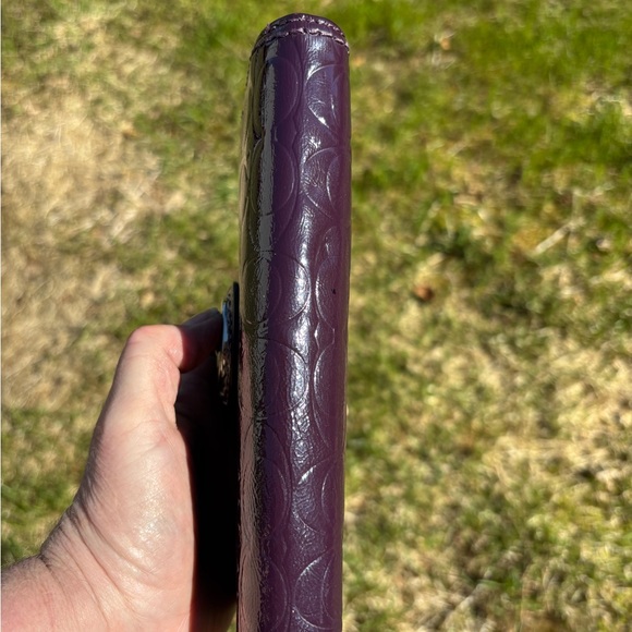 Coach Trifold Deep Prple Turnlock Wallet - Picture 6 of 13